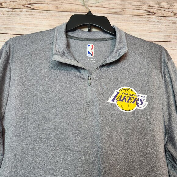 Los Angeles Lakers Pullover Quarter Zip Men's XL Gray NBA Basketball Athletic - Picture 2 of 16